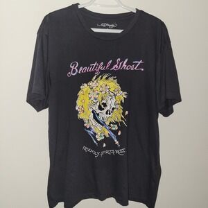 Ed Hardy Beautiful Ghost Friendly Spirits Rest T-Shirt Men's Size Large